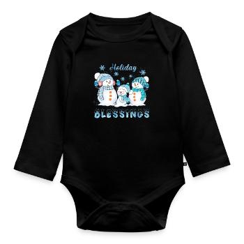 Holiday Blessings - Organic Longsleeve Baby Bodysuit - black - Front