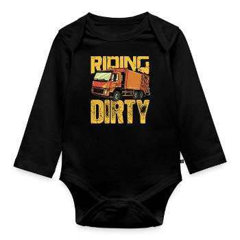 Trash Recycling Garbage Truck Driver - Funny - Baby Bio-Langarm-Body - Schwarz - Vorne