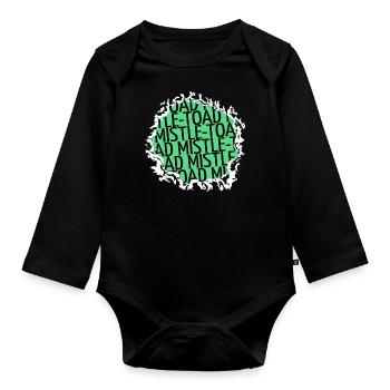dinosaur tshirt bday fun gift awkward santa - Baby Bio-Langarm-Body - Schwarz - Vorne