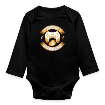 Niveau 2 Anniversaire débloqué 2 ans Gamer - Body Bébé bio manches longues - noir - Devant