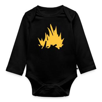 Feu de camp Camping Nature Feu de forêt Vecteur 5 - Body Bébé bio manches longues - noir - Devant