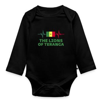 lion de teranga Football 2022 Sénégal - Body Bébé bio manches longues - noir - Devant