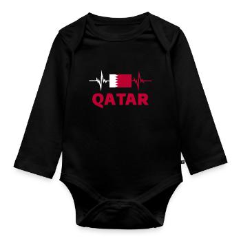 Qatar Football 2022 supporter Qatarien de Foot - Body Bébé bio manches longues - noir - Devant