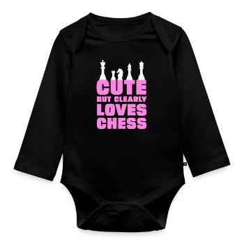 Mignon, mais aime clairement les échecs - Body Bébé bio manches longues - noir - Devant