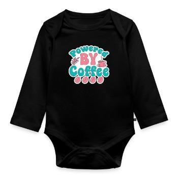 mum powered by coffee - Organic Longsleeve Baby Bodysuit - black - Front