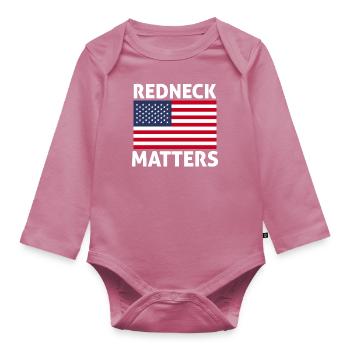 Redneck America Matters Country Western USA Men - Organic Longsleeve Baby Bodysuit - mauve - Front
