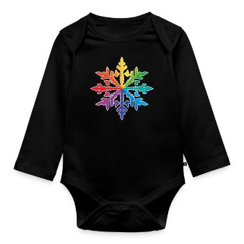 Schneeflocke Schnee Winter Weihnachten farbig 3 - Baby Bio-Langarm-Body - Schwarz - Vorne