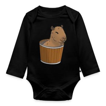 Mème Capybara - Body Bébé bio manches longues - noir - Devant