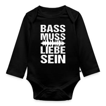 Bass Muss Liebe Sein Techno Musik - Baby Bio-Langarm-Body - Schwarz - Vorne
