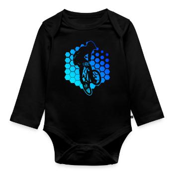 Damen Herren Radfahren bmx jungen bmx bmx fahrrad - Baby Bio-Langarm-Body - Schwarz - Vorne