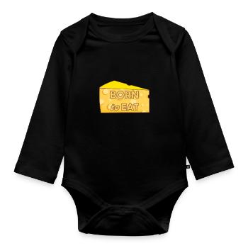 Né pour manger du fromage Drôle - Body Bébé bio manches longues - noir - Devant