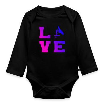hydrofoil Women Men foilwing wingsurfing - Organic Longsleeve Baby Bodysuit - black - Front