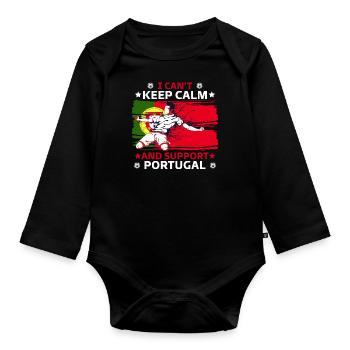 rester calme et soutenir le Portugal - Body Bébé bio manches longues - noir - Devant