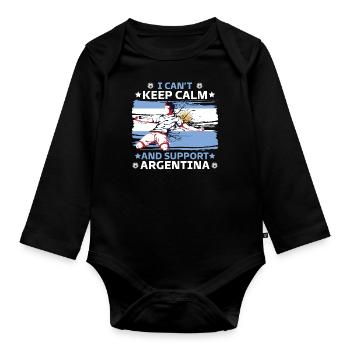 rester calme et soutenir l'Argentine - Body Bébé bio manches longues - noir - Devant