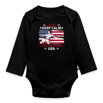 Bleib ruhig und unterstütze die USA - Baby Bio-Langarm-Body - Schwarz - Vorne