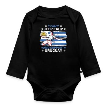 rester calme et soutenir l'Uruguay - Body Bébé bio manches longues - noir - Devant