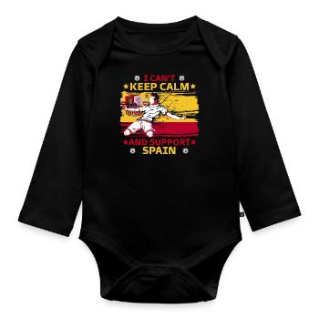 rester calme et soutenir l'Espagne - Body Bébé bio manches longues - noir - Devant