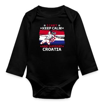 rester calme et soutenir la croatie - Body Bébé bio manches longues - noir - Devant