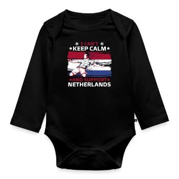 stay calm and support the Netherlands - Organic Longsleeve Baby Bodysuit - black - Front