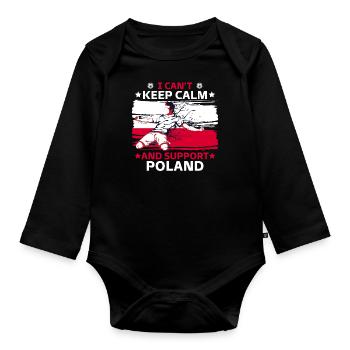 rester calme et soutenir la Pologne - Body Bébé bio manches longues - noir - Devant