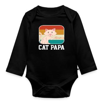 Chat Papa - Body Bébé bio manches longues - noir - Devant