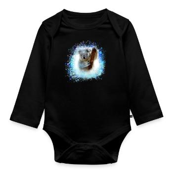 koala ,blau,graffiti,malerei,koalabär, brush - Baby Bio-Langarm-Body - Schwarz - Vorne