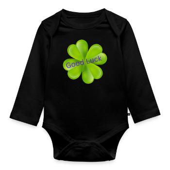 Good Luck - Organic Longsleeve Baby Bodysuit - black - Front