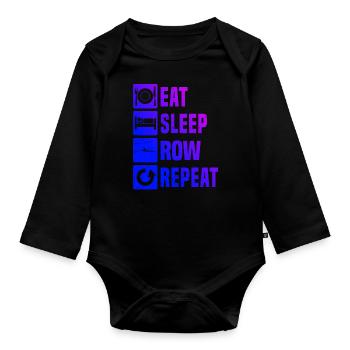 Rudern Rowing Ruderer Damen Herren - Baby Bio-Langarm-Body - Schwarz - Vorne