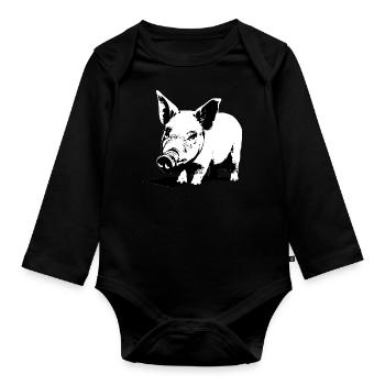 pig sweet pigs pigs animal animals 14 - Organic Longsleeve Baby Bodysuit - black - Front