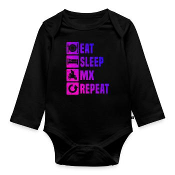 Damen Motocross Freestyle Motocross Supermoto - Baby Bio-Langarm-Body - Schwarz - Vorne