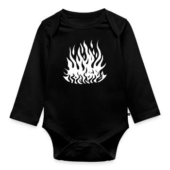 Feu de camp Camping Nature Feu de forêt à l’extérieur 11 - Body Bébé bio manches longues - noir - Devant