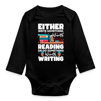 Writer Novel Literature Book author - Organic Longsleeve Baby Bodysuit - black - Front