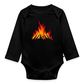 Feu de camp Camping Nature Falmmen Flamme de feu 1 - Body Bébé bio manches longues - noir - Devant