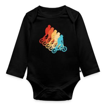 bmx jungen Bike bmx Damen Herren Radfahren - Baby Bio-Langarm-Body - Schwarz - Vorne