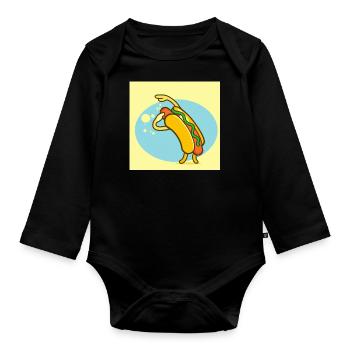 Hot dog dancing great gift idea - Organic Longsleeve Baby Bodysuit - black - Front