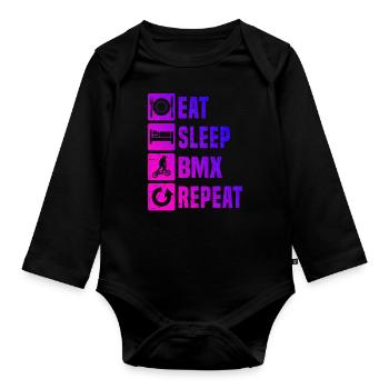 bmx jungen Herren bmx Radfahren Damen Bike - Baby Bio-Langarm-Body - Schwarz - Vorne