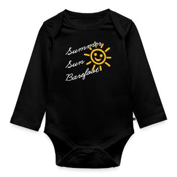 Summer Sun Barefoot on the Beach Holiday Holidays - Organic Longsleeve Baby Bodysuit - black - Front