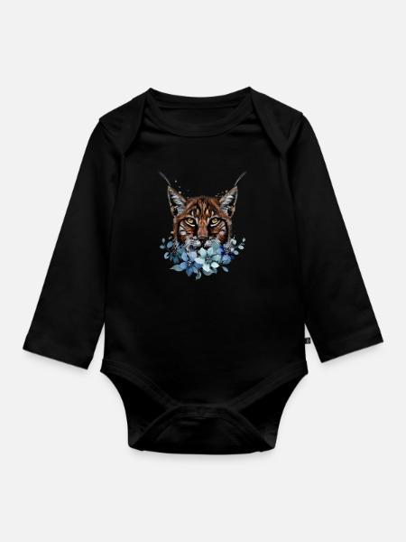 Luchs - Baby Bio-Langarm-Body - Schwarz