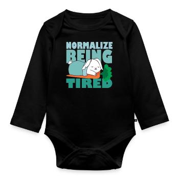 Normalize Being Tired - Süßer Schlafender Hase - Baby Bio-Langarm-Body - Schwarz - Vorne