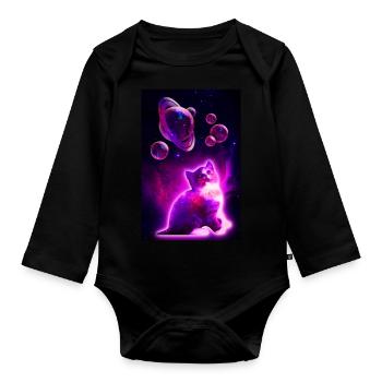 Cagnotte à bulles spatiales - Body Bébé bio manches longues - noir - Devant