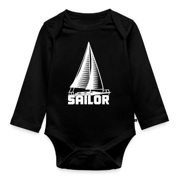 Sailor Segelboot Segeln - Baby Bio-Langarm-Body - Schwarz - Vorne