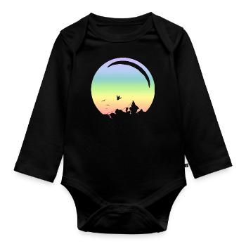 Paragliding - Organic Longsleeve Baby Bodysuit - black - Front