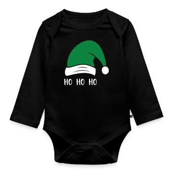HO HO HO - Organic Longsleeve Baby Bodysuit - black - Front