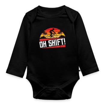 Oh Shift - Vélo Humour Cycliste Cadeau Cycliste - Body Bébé bio manches longues - noir - Devant