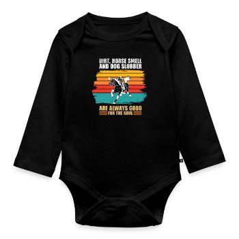 Cadeau Une cavalière équitation cheval cavalière - Body Bébé bio manches longues - noir - Devant