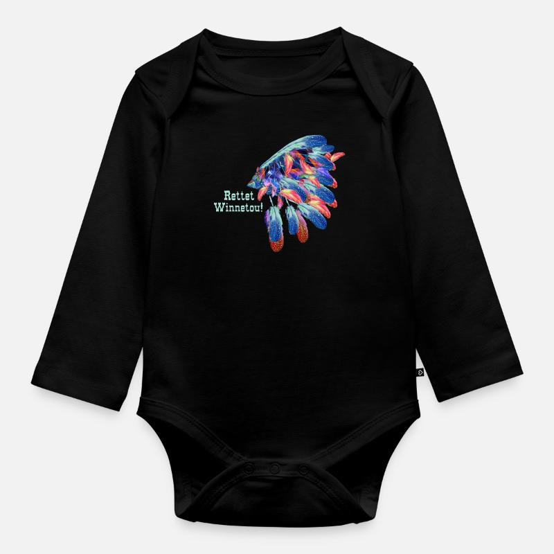 rettet winnetou,winnetou,indianer,häuptling - Baby Bio-Langarm-Body - Schwarz