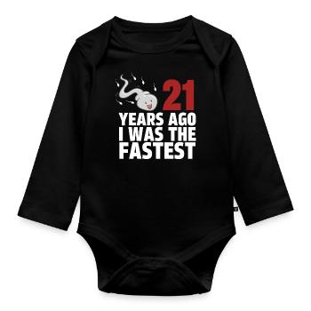 21 Years Ago I Was The Fastest - Organic Longsleeve Baby Bodysuit - black - Front