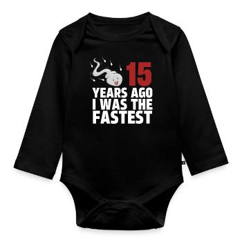 15 Years Ago I Was The Fastest - Organic Longsleeve Baby Bodysuit - black - Front