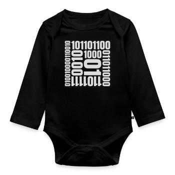 Binary Code Program Language - Organic Longsleeve Baby Bodysuit - black - Front