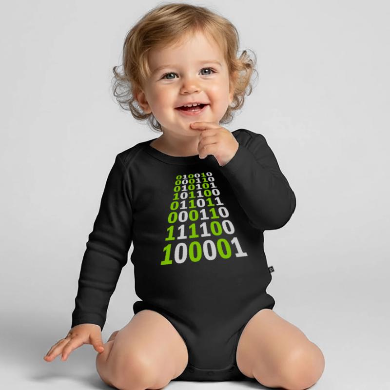 Binary Code Program Language Organic Longsleeve Baby Bodysuit